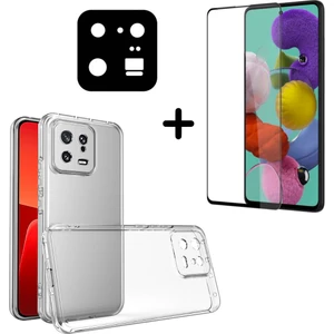 Xiaomi Mi 13 Pro ile Uyumlu Kılıf Şeffaf Temperli Kırılmaz Cam Ekran ve Kamera Lens Koruyucu Seti