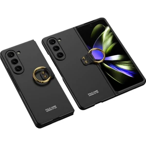 Samsung Galaxy Z Fold 5 ile Uyumlu Kılıf Yüzüklü Kamera Korumalı Mat Görünüm Telefon Kılıfı Kapak