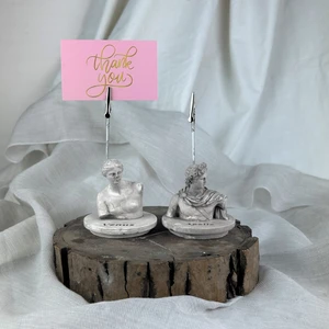 Oasis Decoration Vizon Eskitme Venus ve Apollo Kaideli Heykel 2'li Not Tutucu Set, Fotoğraf Tutucu