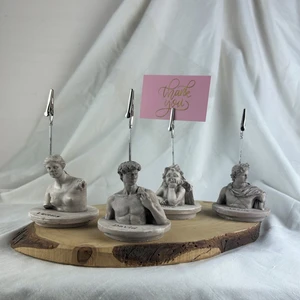 Oasis Decoration Vizon Eskitme David, Venus, Apollo ve Cupid(Melek) Kaideli Heykel 4'lü Not Tutucu Set,fotoğraftutucu