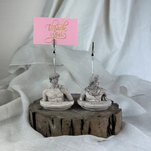 Oasis Decoration Vizon Eskitme David ve Apollo Kaideli Heykel 2'li Not Tutucu Set, Fotoğraf Tutucu