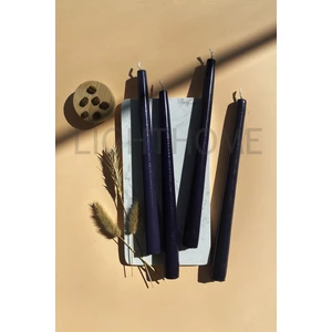 Light Home Inci Model 4 Lü Özel Tasarım Siyah Renkli Şamdan Konik Mumu Hediyelik Şamdan Mum