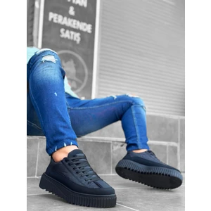 BA0801 Boa Siyah Yüksek Taban Siyah Paraşüt Kumaş Cilt Detaylı Erkek Ayakkabı