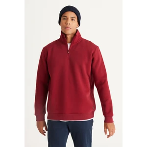 Altınyıldız Classics Erkek Bordo Standart Fit Normal Kesim Içi Polarlı Dik Bato Yaka Pamuklu Sweatshirt