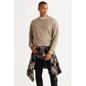 Altınyıldız Classics Erkek Açık Haki Loose Fit Içi Polarlı 3 Iplik Bisiklet Yaka Jakarlı Sweatshirt