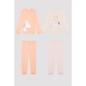 Kız Çocuk Sparkle Uzun Kollu 2'li Pijama Takımı