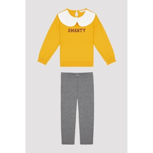 Kız Çocuk Big Collar Uzun Kollu Pijama Takımı