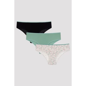 Floral Çiçek Desenli 3lü Cover Çok Renkli Slip Külot