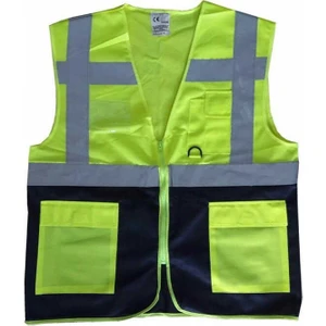 Emniyet Ikaz Yeleği Cepli Yönetici Tipi Ce Belgeli Sarı Lacivert L