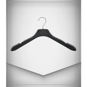 42 Cm Siyah Trençkot Ceket Elbise Askısı SD Serisi Tam Dolgulu 15 Adet