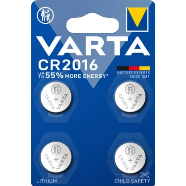VARTA CR2016 'li Lityum Düğme Pil 4'lü