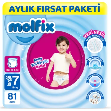 Molfix Pants Bebek Bezi 7 Beden XXL Aylık Fırsat Paketi 81