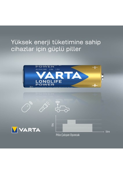 VARTA Longlife Power AA Alkalin kalem pil 10'lu paket