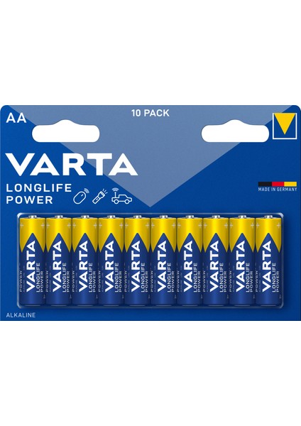 VARTA Longlife Power AA Alkalin kalem pil 10'lu paket