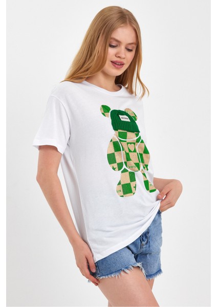 Örgü Şapkalı Kaplumbağa Işlemeli T-Shırt fırsatları