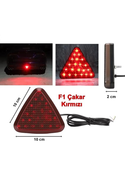 Oto Aksesuarcım F1 Üçgen Flashlı LED Stop Lambası Yeni Model Kırmızı Camlı ONP817