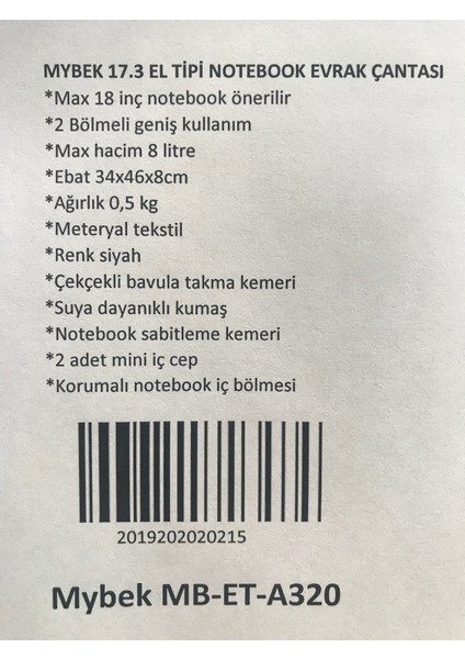 A-320 17.3 Inç Notebook Evrak Çantası