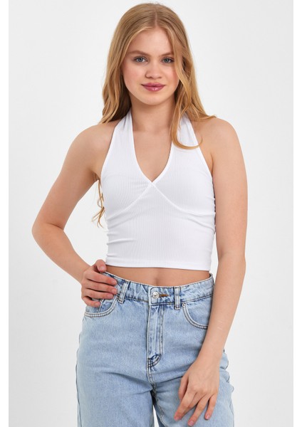 Boyundan Bağlamalı Crop T-Shırt indirimleri