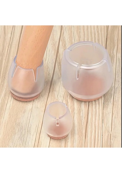 Sandalye Pabucu 20 Adet Şeffaf, Masa Sandalye Zemin Koruyucu Şeffaf Slikon Pabuç 25 mm - 32 mm