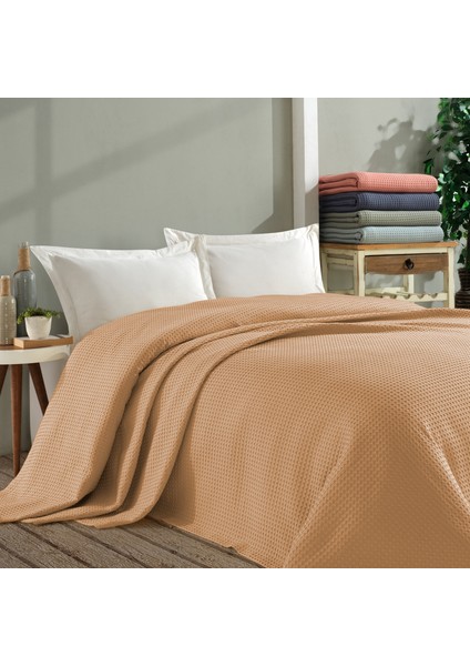 Coté Blanc Çift Kişilik Waffle Pike Örtü 200 x 260 Turuncu