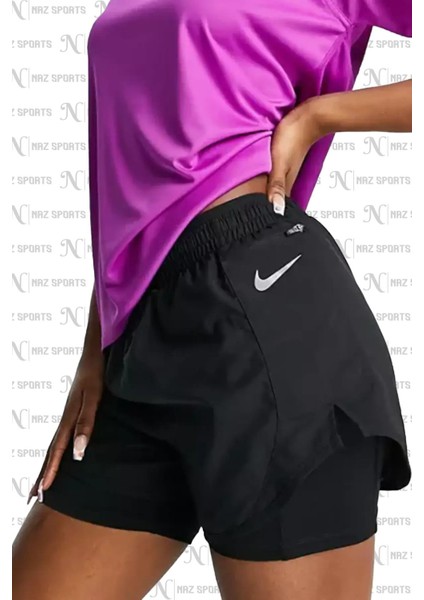 Dri-Fit Tempo Luxe Taytlı Siyah Kadın Koşu & Antreman Spor Şortu