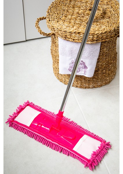Pembe Makarna Mop Paspas Takımı Metal Sap ve Palet Mop Aparatı