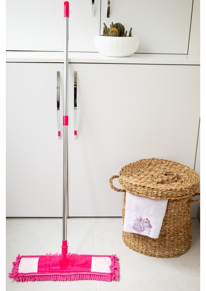 Pembe Makarna Mop Paspas Takımı Metal Sap ve Palet Mop Aparatı