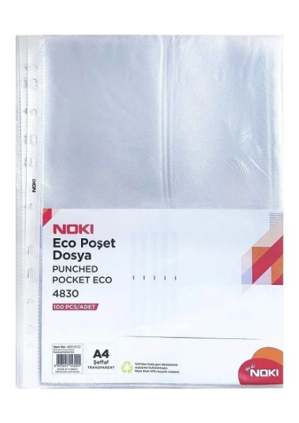 Eco Şeffaf Poşet Dosya 100 Adet 5'li Paket