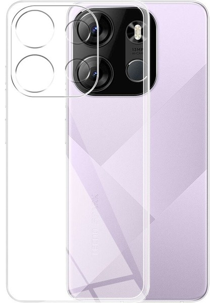 Tecno Spark Go 2023 Kılıf Silikon Şeffaf + Ekran Koruyucu