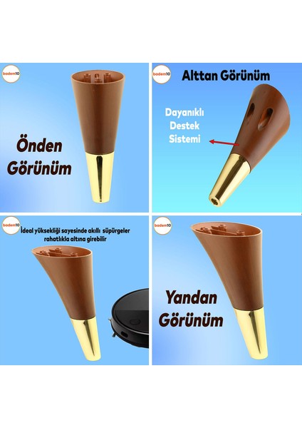 Clara 6'lı Set Mobilya Koltuk Kanepe Baza Yatak Tv Ünite Destek Ayağı Kahverengi 18 Cm Ayakları