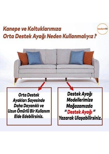 Clara 6'lı Set Mobilya Koltuk Kanepe Baza Yatak Tv Ünite Destek Ayağı Kahverengi 18 Cm Ayakları