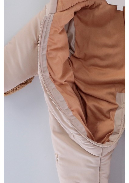 Bebek Ayı Figürlü Kışlık Kürklü Patik Eldivenli Kapüşonlu Kozmonot Astronot Tulum modelleri