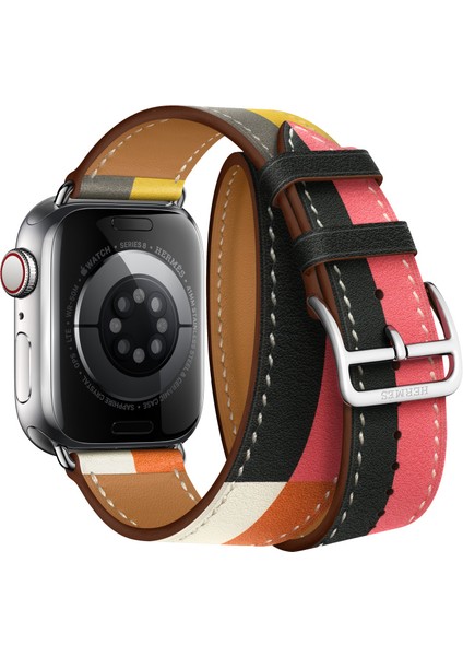 Hermês Kordon Double Tour Deri Kayış Apple Watch Uyumlu (Logolu)