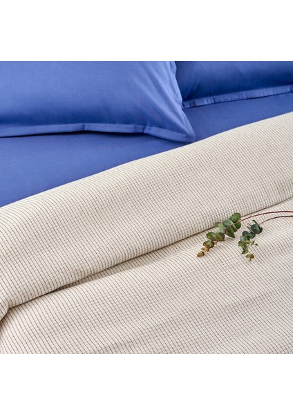 Plain Viskoz Çift Kişilik Çok Amaçlı Set Mavi