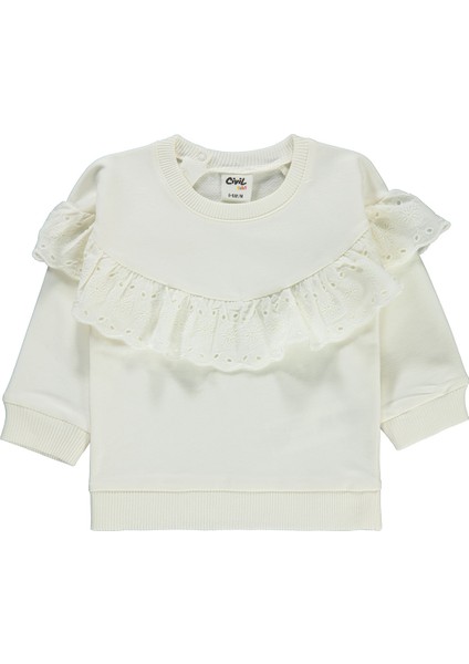 Kız Bebek Sweatshirt 6-18 Ay Ekru fiyatları