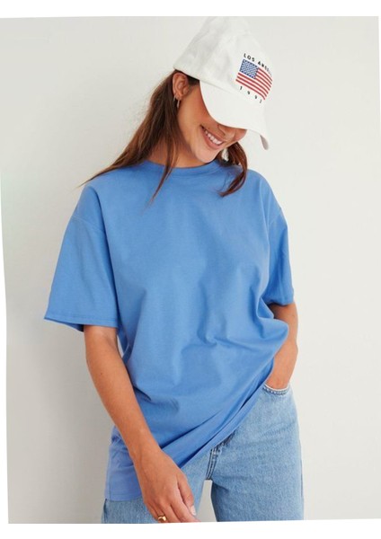 Oversize Tişört Basic Bisiklet Yaka | Düz Likrali Salaş Tshirt | Kısa Kollu TBX6051 fiyatları