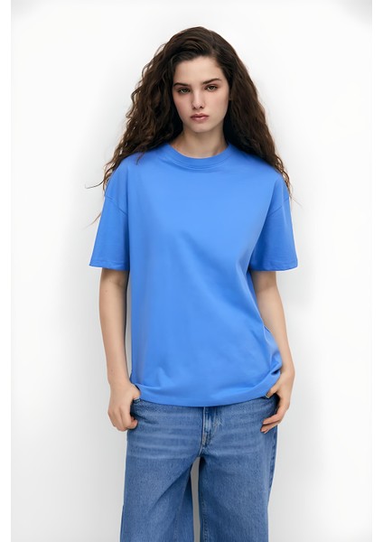 Oversize Tişört Basic Bisiklet Yaka | Düz Likrali Salaş Tshirt | Kısa Kollu TBX6051 indirimleri