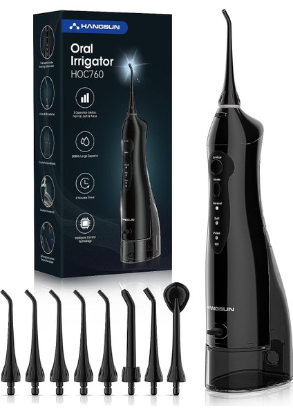 HOC700 Diş İçin Kablosuz Su Paleti, Taşınabilir Oral Irrigator Elektrikli Diş Temizleyici, 3 Modlu, Ipx7 Su Geçirmez ve USB ile Şarj Edilebilir, Seyahat ve Ev İçin