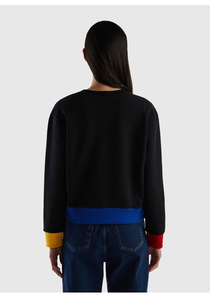 Bisiklet Yaka Baskılı Siyah Kadın Sweatshırt 3J68D103O fiyatları