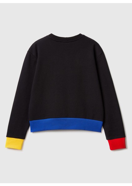 Bisiklet Yaka Baskılı Siyah Kadın Sweatshırt 3J68D103O indirimleri