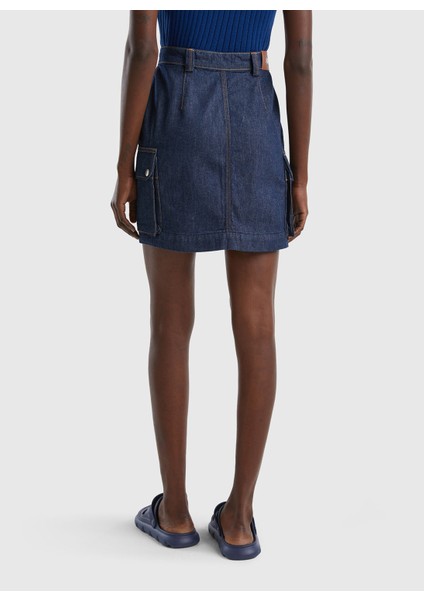 Denim Etek, 50, Koyu Mavi