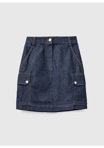 Denim Etek, 50, Koyu Mavi