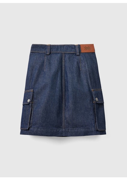 Denim Etek, 50, Koyu Mavi