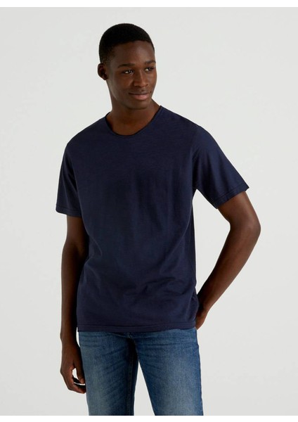 Bisiklet Yaka Lacivert Erkek T-Shirt 123P3JE1J19A5
