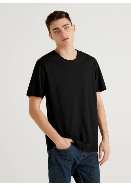 Bisiklet Yaka Siyah Erkek T-Shirt 123P3JE1J19A5