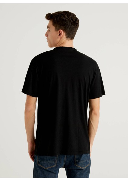 Bisiklet Yaka Siyah Erkek T-Shirt 123P3JE1J19A5