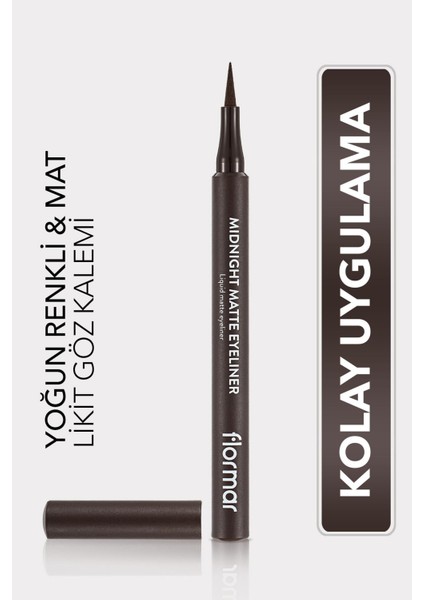 Mat Likit Kalem Eyeliner (Kahve) - Midnight Matte Eyeliner - 002 - 8690604641659