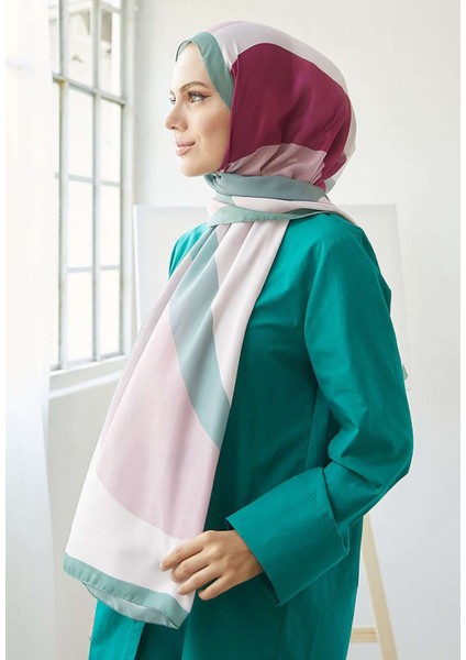 Geometrik Desen Dijital Soft Şal Yeşil fiyatları