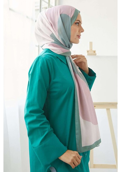 Geometrik Desen Dijital Soft Şal Yeşil modelleri