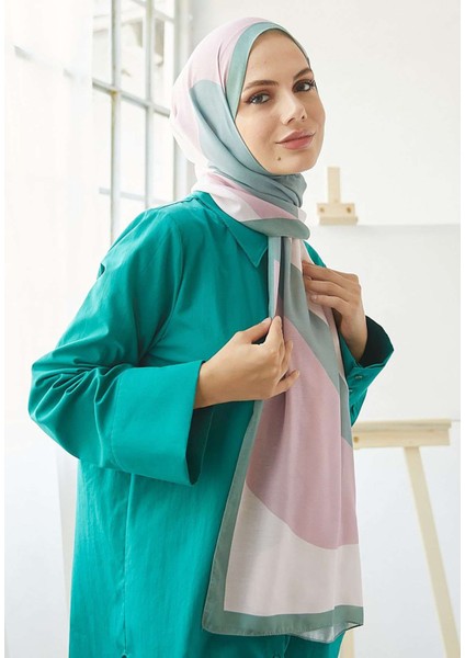 Geometrik Desen Dijital Soft Şal Yeşil fırsatları